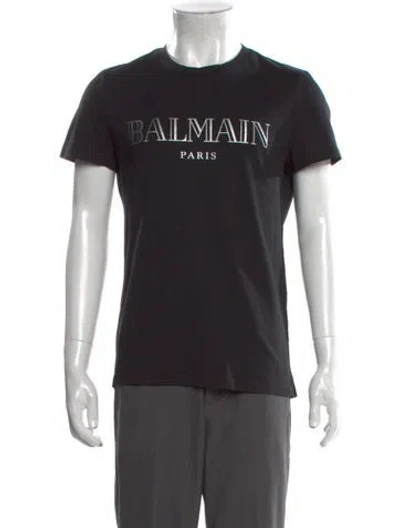 Pre-owned Balmain Graphic Print Crew Neck T-shirt In Black
