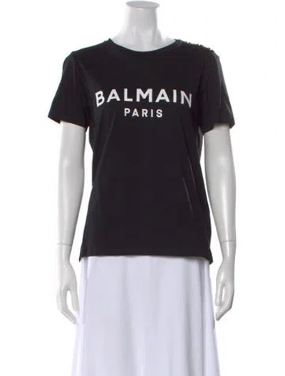 Pre-owned Balmain Graphic Print Crew Neck T-shirt In Black