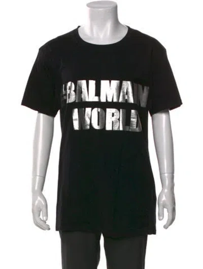 Pre-owned Balmain Graphic Print Crew Neck T-shirt In Black