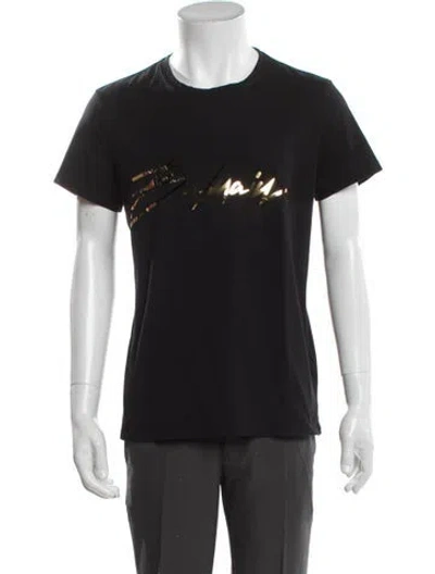 Pre-owned Balmain Graphic Print Crew Neck T-shirt In Black