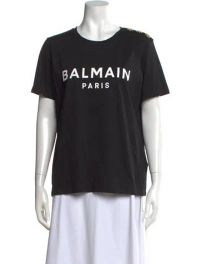 Pre-owned Balmain Graphic Print Crew Neck T-shirt In Black