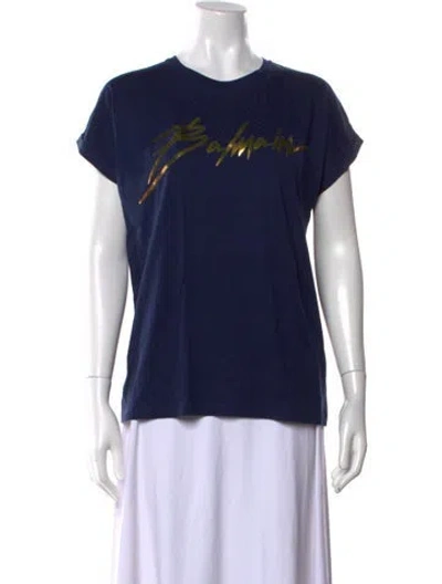Pre-owned Balmain Graphic Print Crew Neck T-shirt In Black