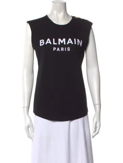 Pre-owned Balmain Graphic Print Crew Neck T-shirt In Black