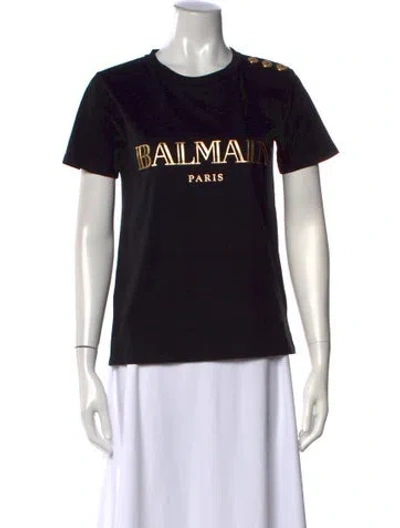Pre-owned Balmain Graphic Print Crew Neck T-shirt In Black