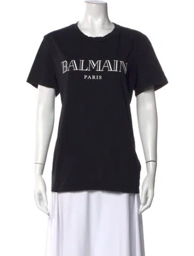 Pre-owned Balmain Graphic Print Crew Neck T-shirt In Black