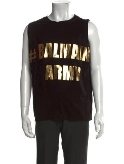 Pre-owned Balmain Graphic Print Crew Neck T-shirt In Black