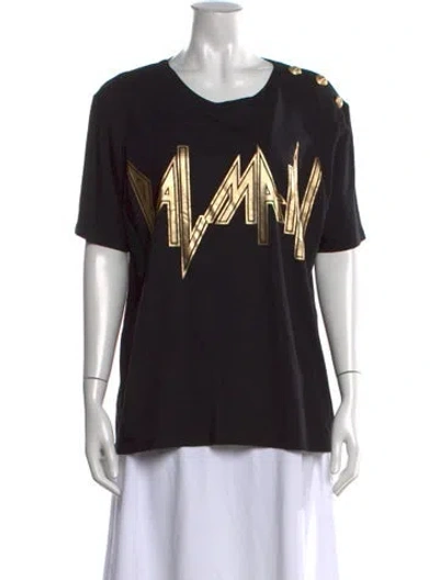 Pre-owned Balmain Graphic Print Crew Neck T-shirt In Black