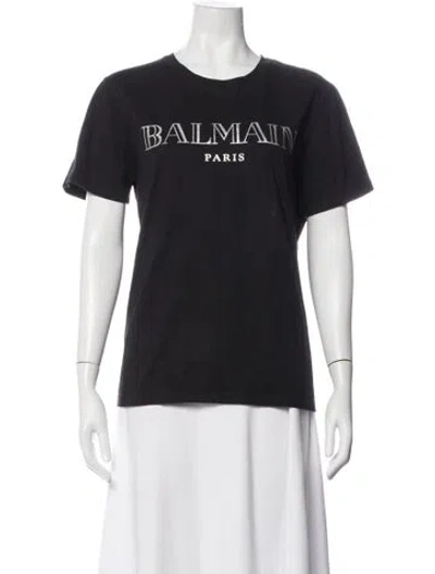 Pre-owned Balmain Graphic Print Crew Neck T-shirt In Black