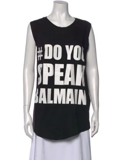 Pre-owned Balmain Graphic Print Crew Neck T-shirt In Black