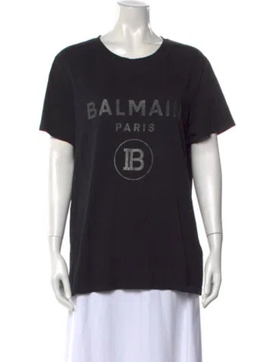 Pre-owned Balmain Graphic Print Crew Neck T-shirt In Black