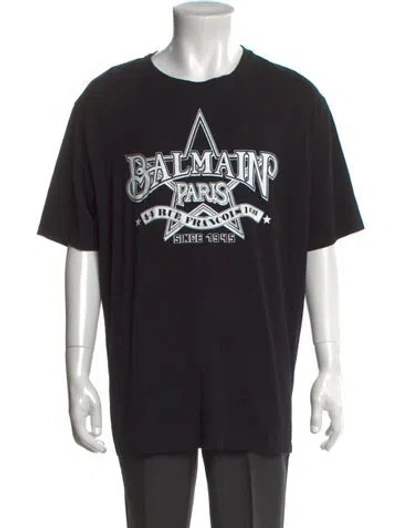 Pre-owned Balmain Graphic Print Crew Neck T-shirt In Black