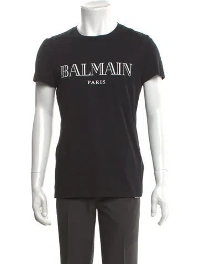 Pre-owned Balmain Graphic Print Crew Neck T-shirt In Black