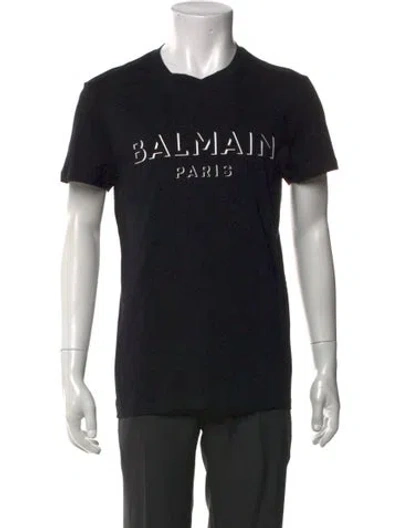 Pre-owned Balmain Graphic Print Crew Neck T-shirt In Black