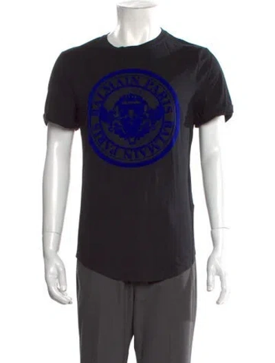 Pre-owned Balmain Graphic Print Crew Neck T-shirt In Black