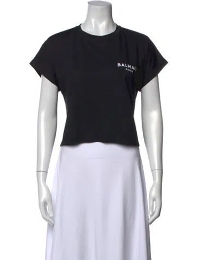 Pre-owned Balmain Graphic Print Crew Neck T-shirt In Black