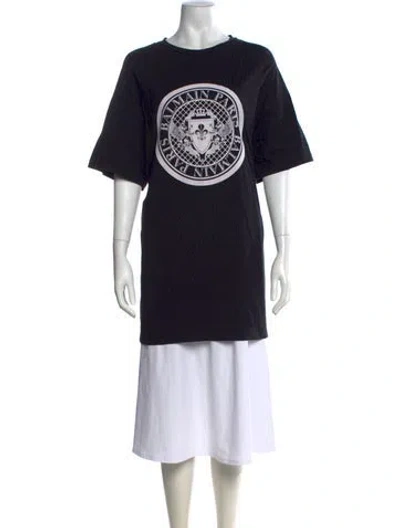 Pre-owned Balmain Graphic Print Crew Neck T-shirt In Black