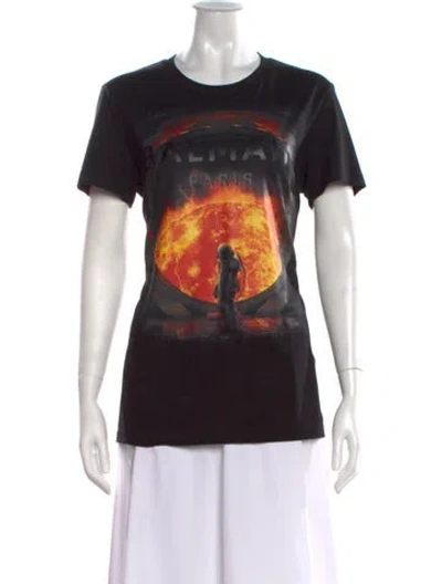 Pre-owned Balmain Graphic Print Crew Neck T-shirt In Black