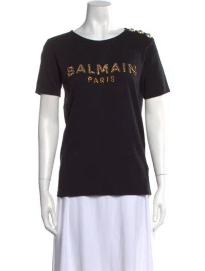 Pre-owned Balmain Graphic Print Crew Neck T-shirt In Black