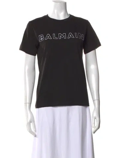 Pre-owned Balmain Graphic Print Crew Neck T-shirt In Black