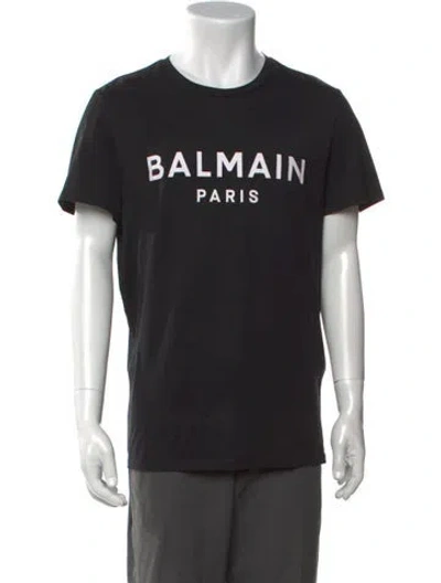 Pre-owned Balmain Graphic Print Crew Neck T-shirt In Black