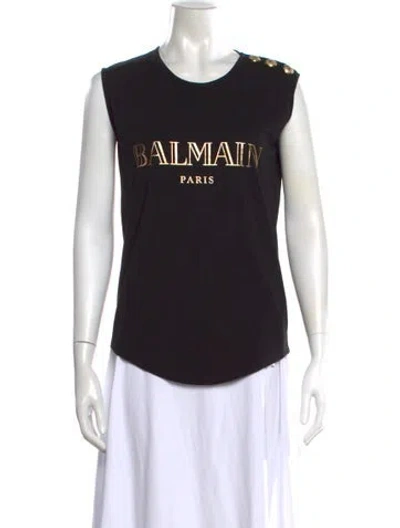 Pre-owned Balmain Graphic Print Crew Neck T-shirt In Black