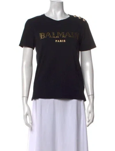 Pre-owned Balmain Graphic Print Crew Neck T-shirt In Black