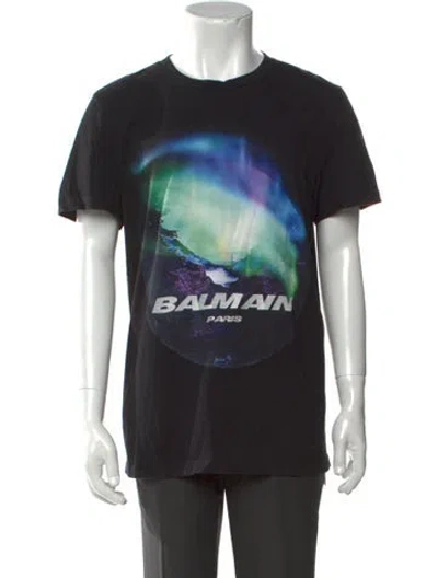 Pre-owned Balmain Graphic Print Crew Neck T-shirt In Black