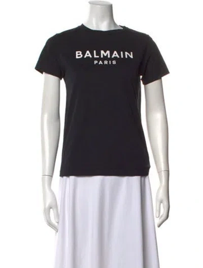 Pre-owned Balmain Graphic Print Crew Neck T-shirt In Black