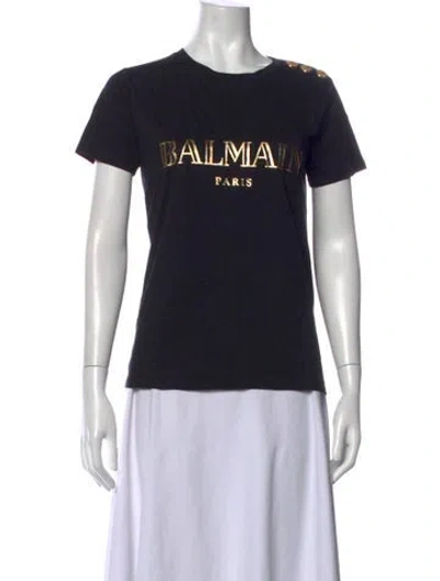 Pre-owned Balmain Graphic Print Crew Neck T-shirt In Black