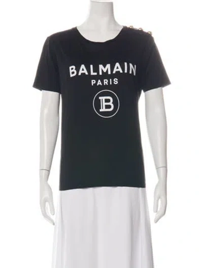 Pre-owned Balmain Graphic Print Crew Neck T-shirt In Black