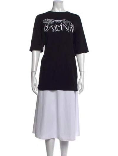 Pre-owned Balmain Graphic Print Crew Neck T-shirt In Black