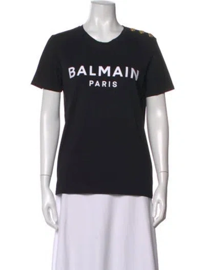 Pre-owned Balmain Graphic Print Crew Neck T-shirt In Black