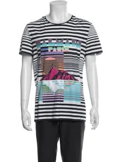 Pre-owned Balmain Graphic Print Crew Neck T-shirt In Black