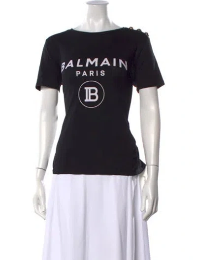 Pre-owned Balmain Graphic Print Crew Neck T-shirt In Black
