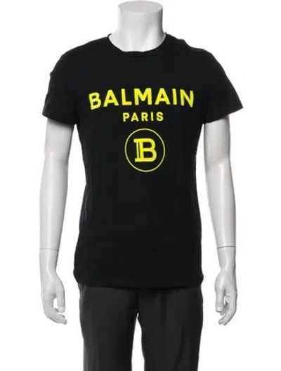 Pre-owned Balmain Graphic Print Crew Neck T-shirt In Black