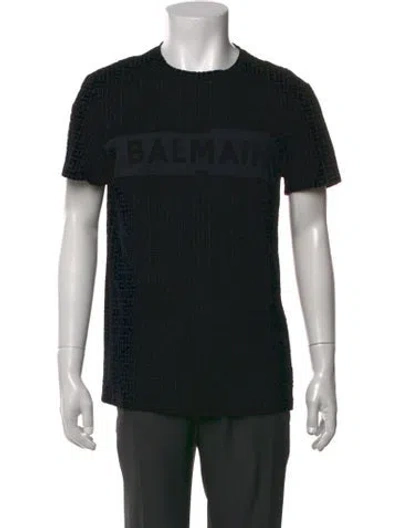 Pre-owned Balmain Graphic Print Crew Neck T-shirt In Black