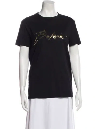 Pre-owned Balmain Graphic Print Crew Neck T-shirt In Blue