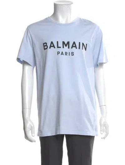 Pre-owned Balmain Graphic Print Crew Neck T-shirt In Blue