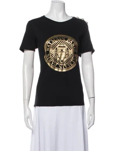 Pre-owned Balmain Graphic Print Crew Neck T-shirt In Blue