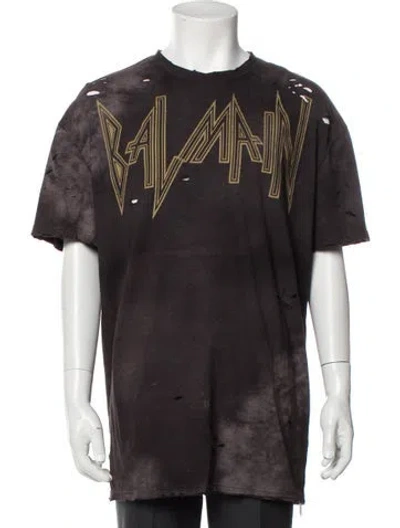 Pre-owned Balmain Graphic Print Crew Neck T-shirt In Brown