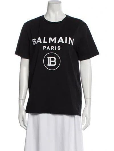 Pre-owned Balmain Graphic Print Crew Neck T-shirt In Gray