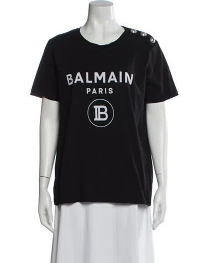 Pre-owned Balmain Graphic Print Crew Neck T-shirt In Gray