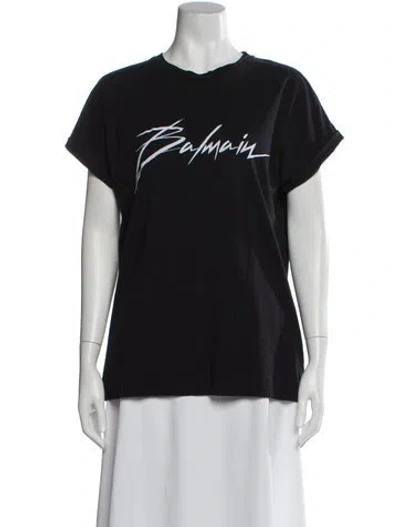 Pre-owned Balmain Graphic Print Crew Neck T-shirt In Gray