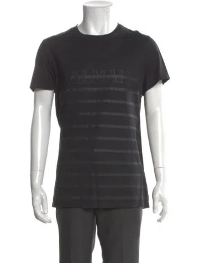 Pre-owned Balmain Graphic Print Crew Neck T-shirt In Gray