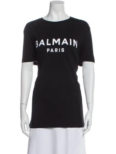 Pre-owned Balmain Graphic Print Crew Neck T-shirt In Gray