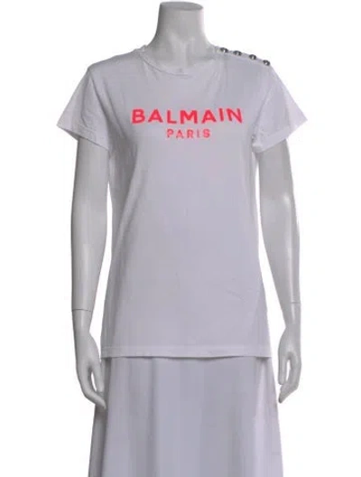 Pre-owned Balmain Graphic Print Crew Neck T-shirt In Gray
