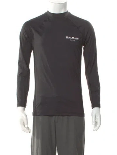 Pre-owned Balmain Graphic Print Crew Neck T-shirt In Gray