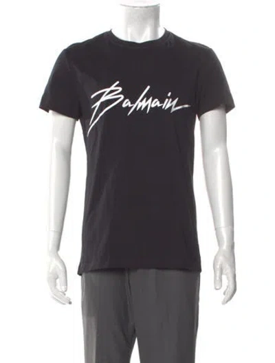 Pre-owned Balmain Graphic Print Crew Neck T-shirt In Gray