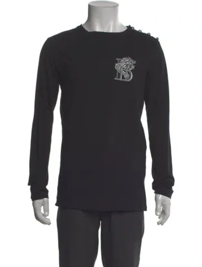Pre-owned Balmain Graphic Print Crew Neck T-shirt In Gray