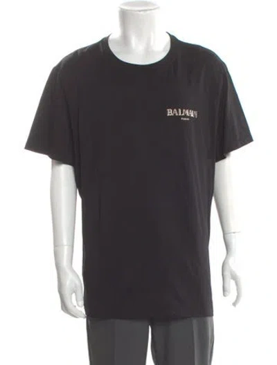 Pre-owned Balmain Graphic Print Crew Neck T-shirt In Gray